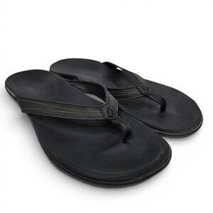 OluKai Aukai Black Leather Thong Sandals Women Beach Outdoor Resort Summer 7